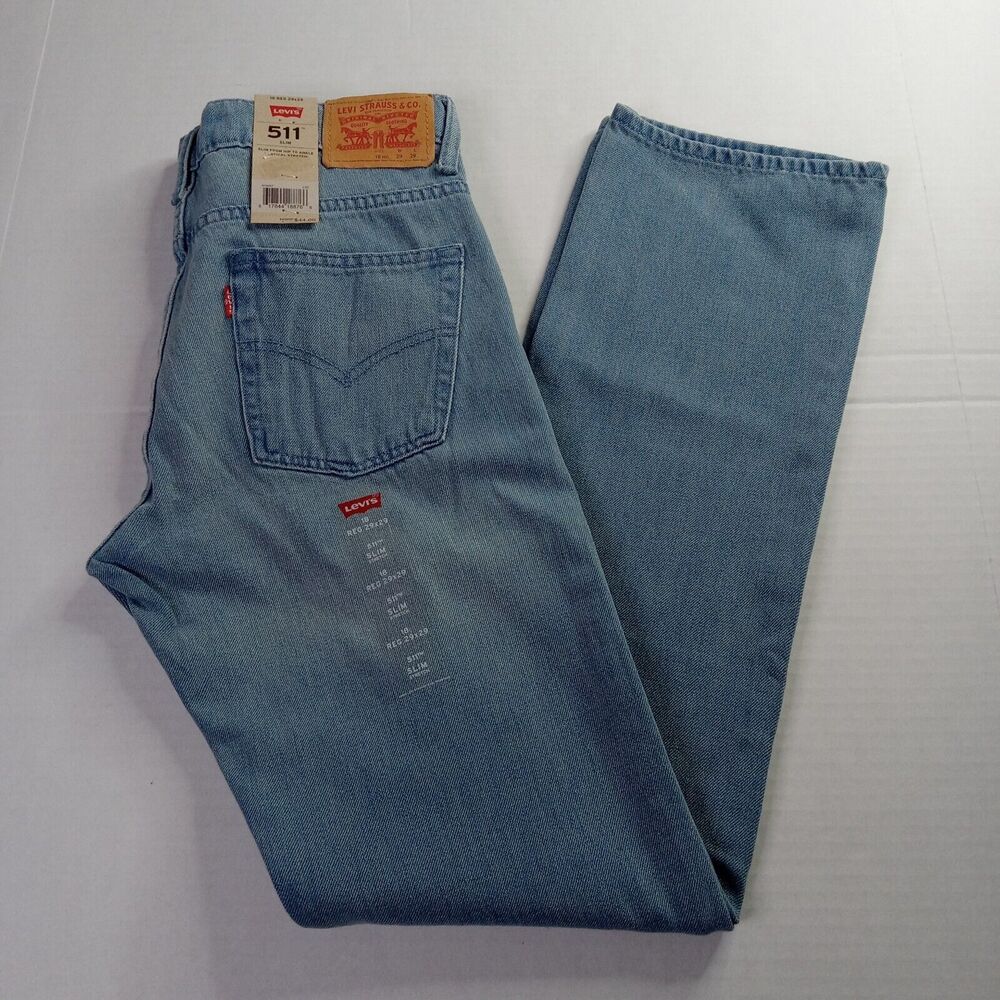 18Reg 29x29 Levi's 511 Boys Slim Vertical Stretch Light Wash Jeans